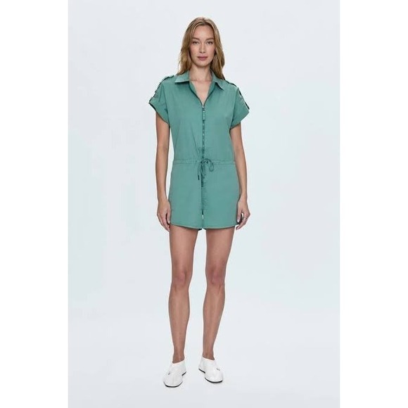 pistola Pants - Pistola Meg Zip Front Romper Womens XS Green Clover Excellent Utility Drawstring
